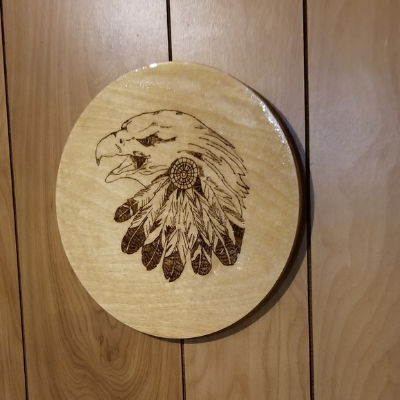 Wood burned Native American Eagle wall hanging - Picture 1 of 1